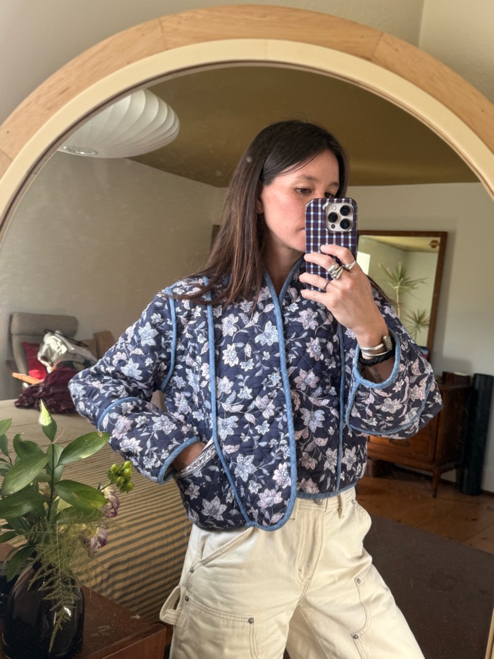 NWT Mango Reversible Floral Quilted Crop Jacket